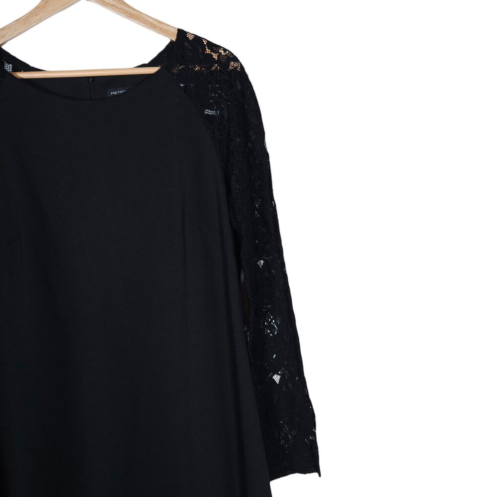 Pietro Brunelli Milano Womens Dress Small Black Floral Lace Long Sleeve A Line - Picture 2 of 15
